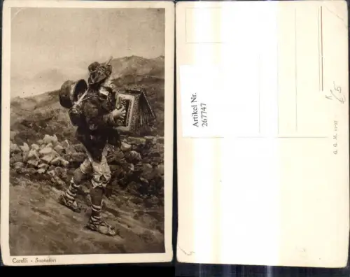 267747,Künstler Ak Corelli Suonatori Mann Wanderer m. Ziehharmonika Tracht Musik