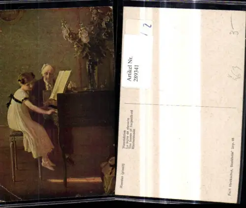 289341,Künstler Ak Muenier Pianolektion Mädchen spielt Klavier Musik pub Paul Heckscher 65