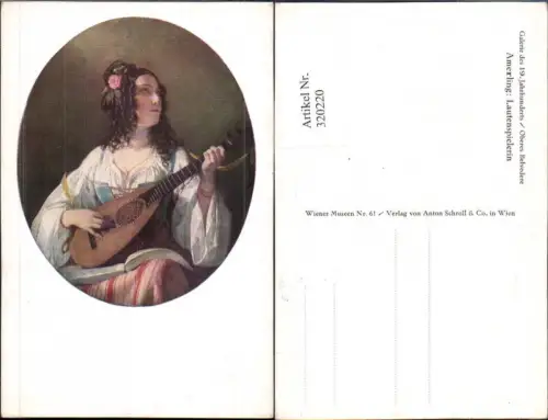 320220,Künstler Ak Amerling Lautenspielerin Frau Laute Musik Passepartout