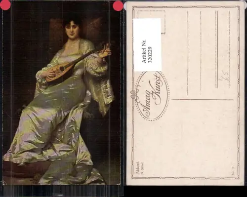 320229,Künstler Ak N. Sichel Akkord Frau spielt Mandoline Musik