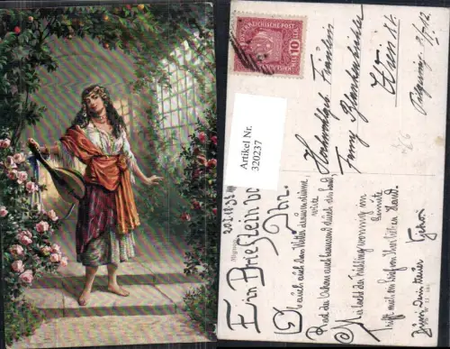 320237,Künstler Ak Mignon Frau m. Mandoline Musik