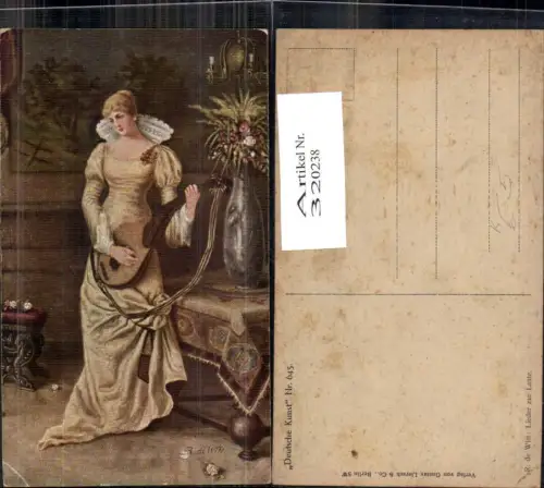 320238,Künstler Ak R. de. Witt Lieder zur Laute Frau Musik