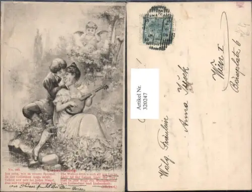 320247,Künstler Ak C. Rothenberg Paar Frau m. Mandoline Umarmung Liebe Amor Musik
