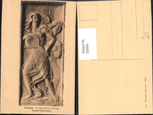 320261,Künstler Ak Relief S. Bernardino Angeli Musicanti Perugia Laute Tamburin Engel Musik