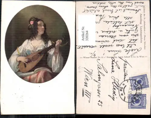 320264,Künstler Ak Amering Lautenspielerin Frau Laute Musik Passepartout