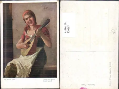 320267,Künstler Ak Josef Süss Lieder zur Laute Frau Mignon Tracht Laute Musik