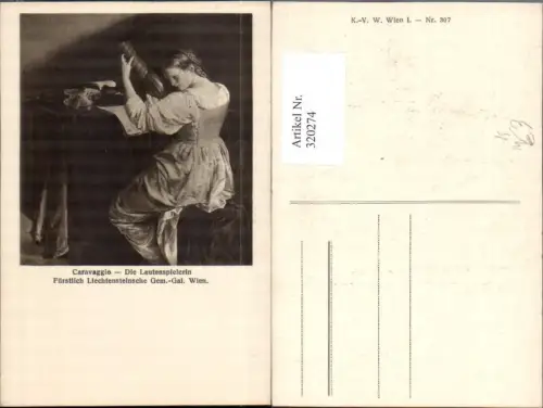 320274,Künstler Ak Caravaggio Die Lautenspielerin Frau Laute Geige Instrumente Musik