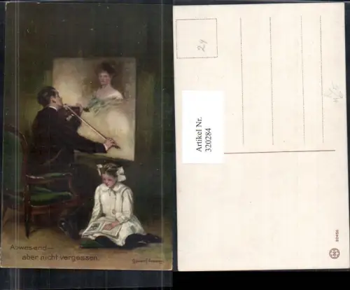 320284,Künstler Ak Clarence F. Underwood Abwesend aber nicht vergessen Mann Geige Bild Musik