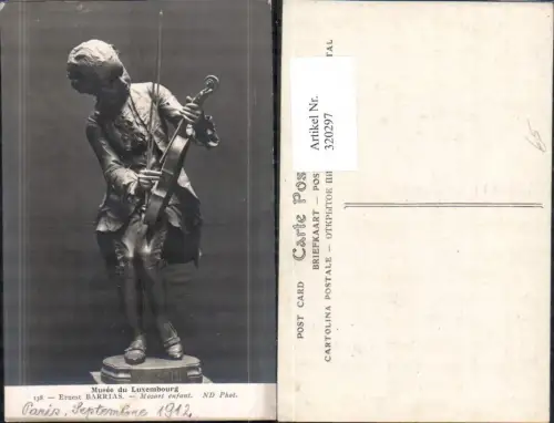 320297,Foto Ak Statue Ernest Barrias Mozart enfant Geige Musik
