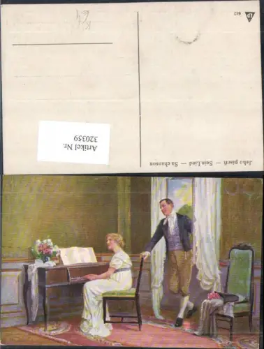 320359,Künstler Ak Jeho pisen Sein Lied Frau spielt Klavier Mann a. Fenster Musik