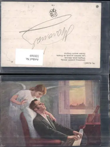 320369,Künstler Ak Fr. Klimes Chopins letzte Akkorde Frédéric Chopin a. Klavier Engel Tod Musik