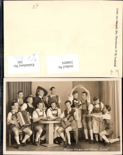 336054,Foto Ak Tiroler Sänger u. Tänzer Blaas Zither Gitarre Musik Tracht