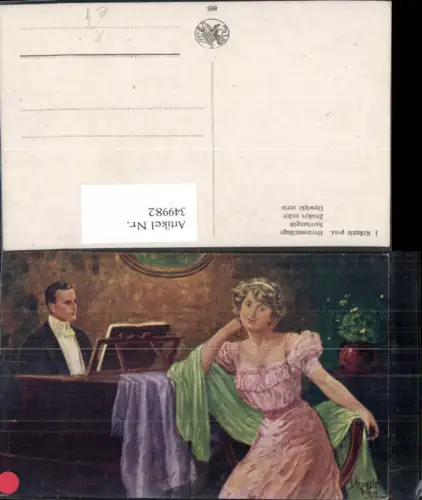 349982,Künstler Ak J. Kränzle Herzensklänge Frau Mann spielt Klavier Musik