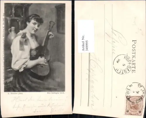 349995,Künstler Ak L. Gerdes Ein lustiges Lied Frau Gitarre Musik