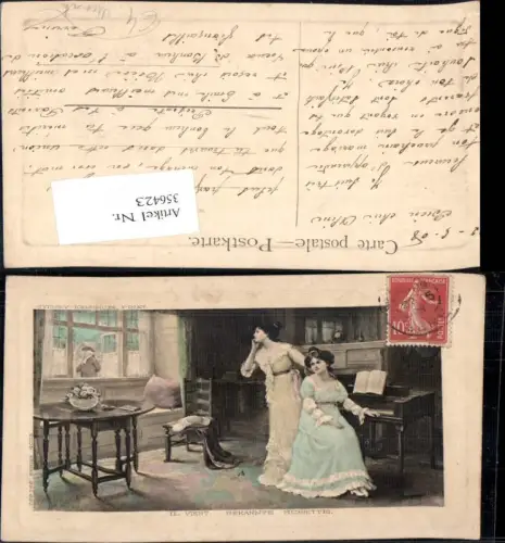 356423,Künstler Ak Sydney Kendrick Bekannte Schritte Frauen a. Klavier Musik Mann v. Fenster