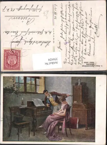356424,Künstler Ak C. Zewy Herzensklänge Paar Klavier Musik