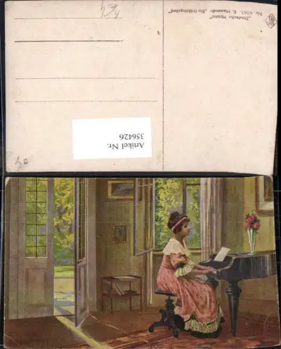 356426,Künstler Ak E. Manstedt Ein Frühlingslied Frau a. Klavier Musik
