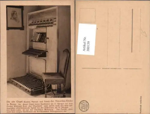 380159,Ludwig v. Beethoven Die alte Orgel i. Bonn Minoriten Kirche Musik