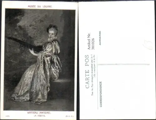 381026,Künstler Ak Antoine Watteau La Finette Frau Instrument Musik Portrait