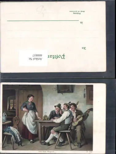400857,Künstler Ak R. Epp Aus dem Stegreif Gitarre Musikinstrument Musik Rauchen