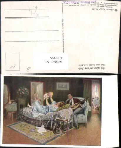 400859,Künstler Ak A. Broch Ein Herz u. eine Seele Mandoline Frau m. Kind Musikinstrument Musik