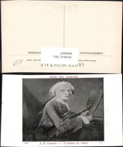 400867,Künstler Ak J. B. Chardin L enfant au violon Geige Musikinstrument Musik