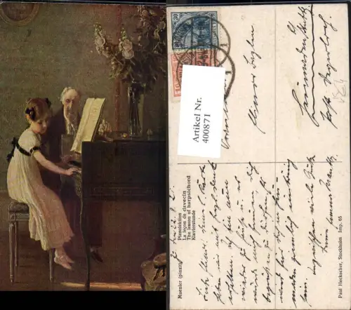 400871,Künstler Ak Muenier Pianolektion Klavierstunde Musikinstrument Musik pub Paul Heckscher 65