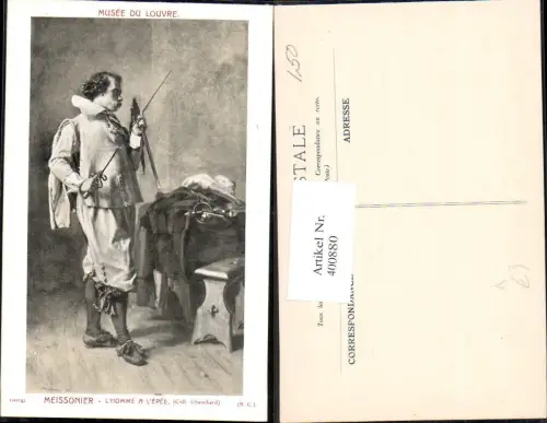 400880,Künstler Ak Meissonier L Homme a L Epee Musikinstrument Musik