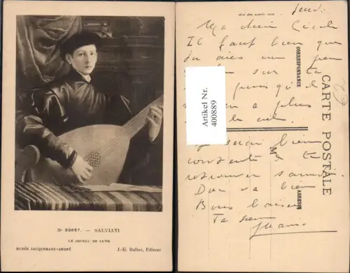 400889,Künstler Ak Le Joueur de Luth Salviati Laute Mandoline Musikinstrument Musik