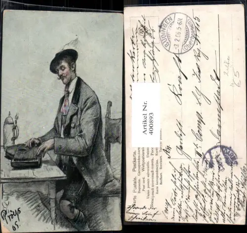 400893,Künstler Ak Pröys Mann Tracht spielt auf Zither Musikinstrument Musik