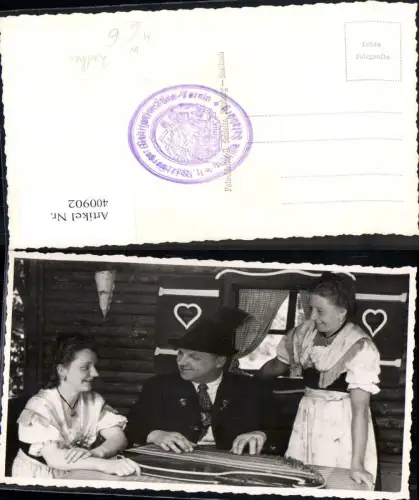 400902,Foto Ak Frauen Mann Tracht Zither Salzburg Musikinstrument Musik