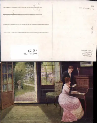 445173,Künstler Ak F. Dahlbeck Liedeslieder Paar Klavier Musikinstrument Musik