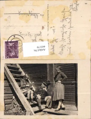 445179,Paar Mädchen i. Tracht v. Hütte Musikinstrument Musik