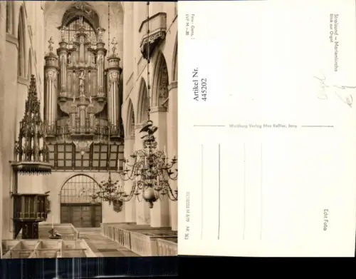 445202,Foto Ak Stralsund Marienkirche Blick zur Orgel Musikinstrument Musik