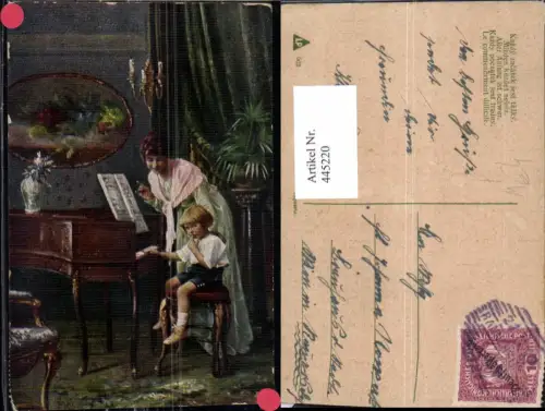 445220,Künstler Ak Aller Anfang ist schwer Kind Klavier Musikinstrument Musik