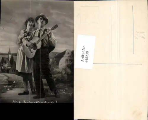 445230,Paar Gitarre Lieb Heimatland Ade Text Musikinstrument pub Photochemie 5804/3