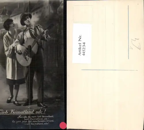 445233,Paar Gitarre Lieb Heimatland Ade Text Musikinstrument pub Photochemie 5804/6