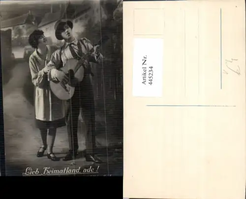 445234,Paar Gitarre Lieb Heimatland Ade Text Musikinstrument pub Photochemie 5804/1
