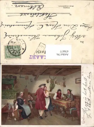 478877,Künstler Ak Zither Tanzen Stube Musikinstrument Musik