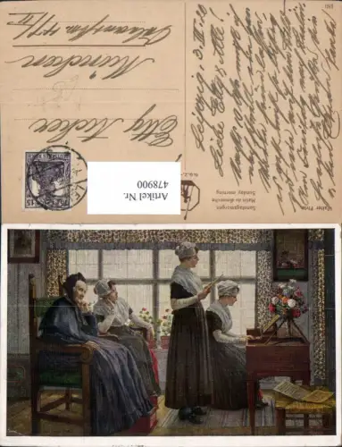 478900,Künstler Ak Walter Firle Sonntagsmorgen Musikinstrument Piano Klavier Singen Frauen