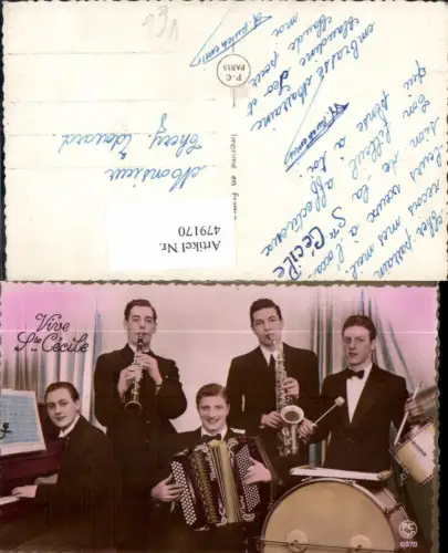 479170,Foto Ak Männer Piano Trommel Ziehharmonika Musikinstrumente pub P.C. Paris 6378