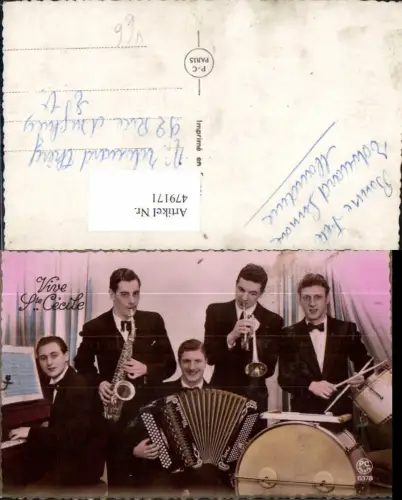 479171,Foto Ak Männer Piano Trommel Ziehharmonika Musikinstrumente pub P.C. Paris 6378