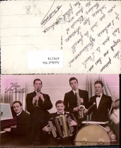 479174,Foto Ak Männer Piano Trommel Ziehharmonika Musikinstrumente pub P.C. Paris 6378