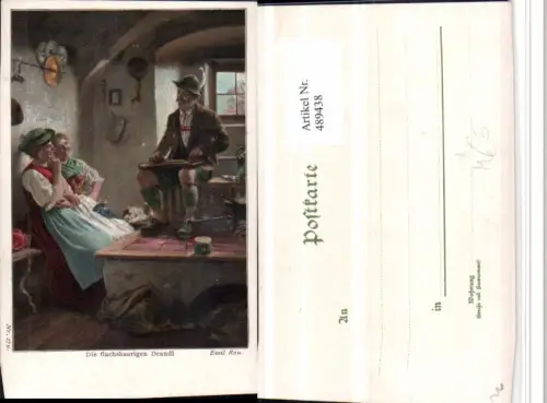 489438,Künstler AK Emil Rau Die flachshaarigen Deandl Zither Tracht
