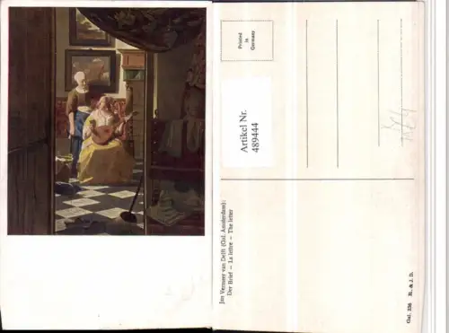 489444,Künstler AK Jan Vermeer van Delft Der Brief Frau Mandoline