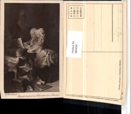489450,Künstler AK H. Schneider Mozart u. Seine Schwester am Klavier