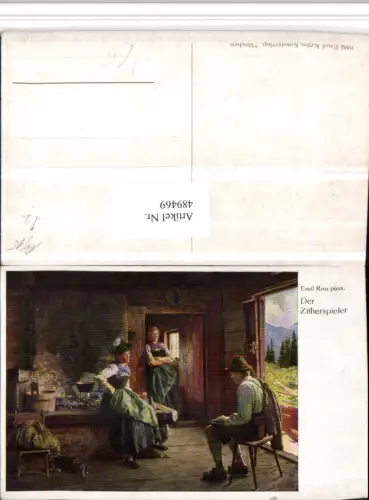 489469,Künstler AK Emil Rau Der Zitherspieler Personen Tracht Zither