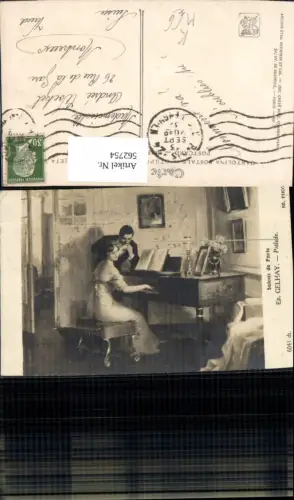 562754,Künstler Ak Ed. Gelhay Prelude Frau am Klavier Mann Handkuss Musikinstrument