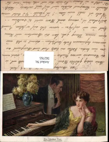 562765,Künstler Ak Ruab Gnischaf Ein falscher Ton Musikinstrument Frau Klavier pub Arthur Schürer 5662