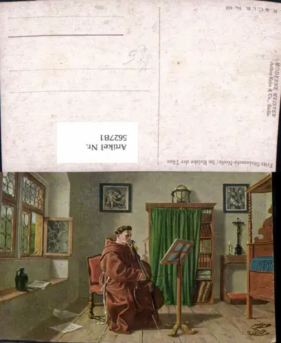 562781,Künstler Ak Fritz Steinmetz-Noris Im Reiche der Töne Mönch Violoncello Musikinstrument